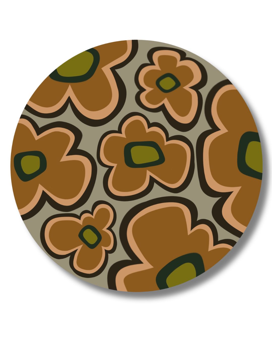 Flower Power Underfoot - 6" Round Area Rug | Caramel