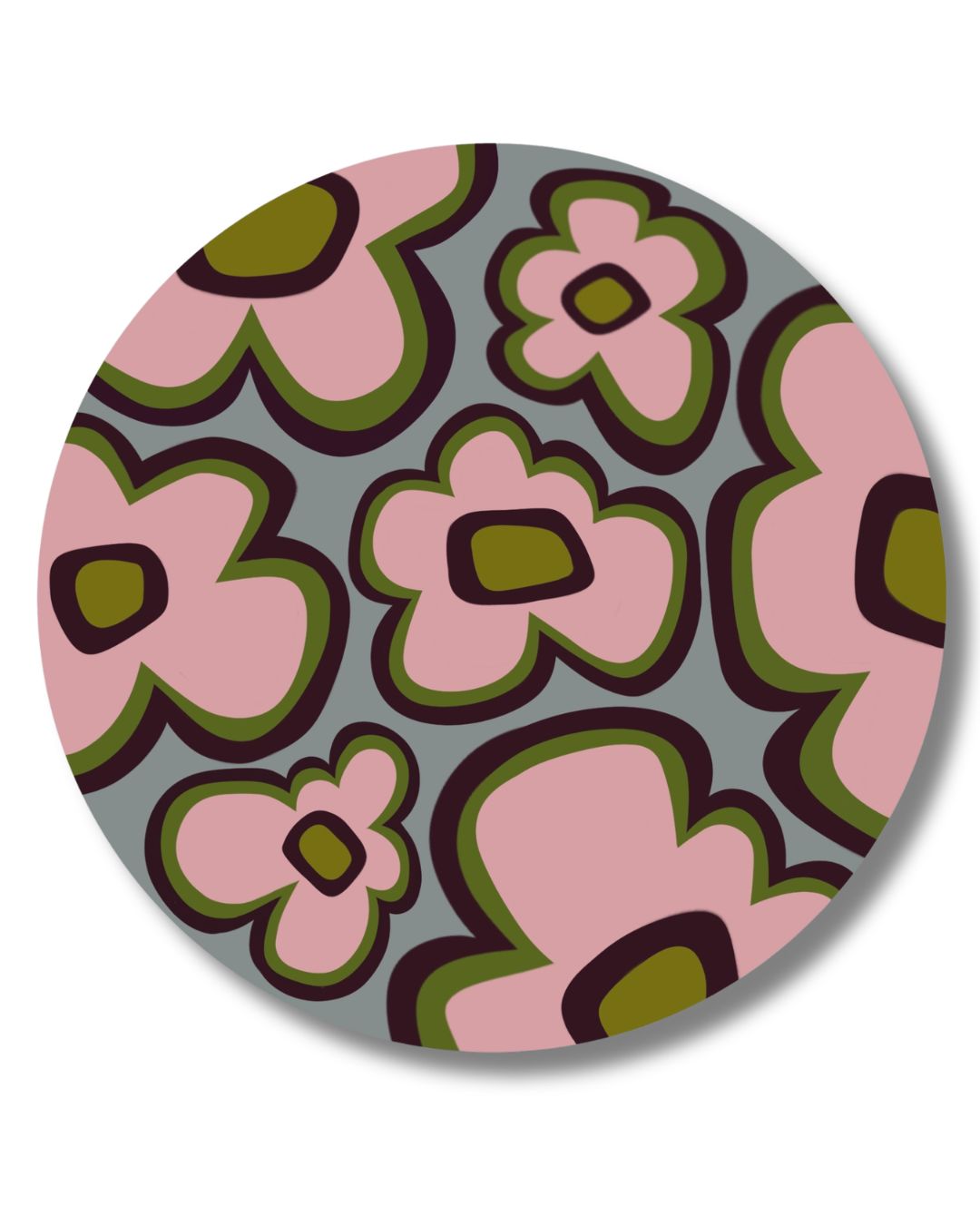 Flower Power Underfoot - 6" Round Area Rug | Dusty Rose