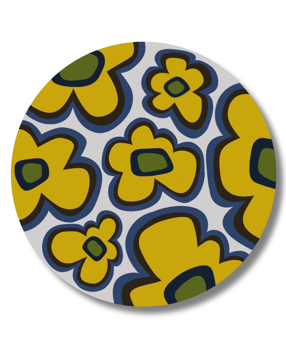 Flower Power Underfoot - 6" Round Area Rug | Groovy Gold