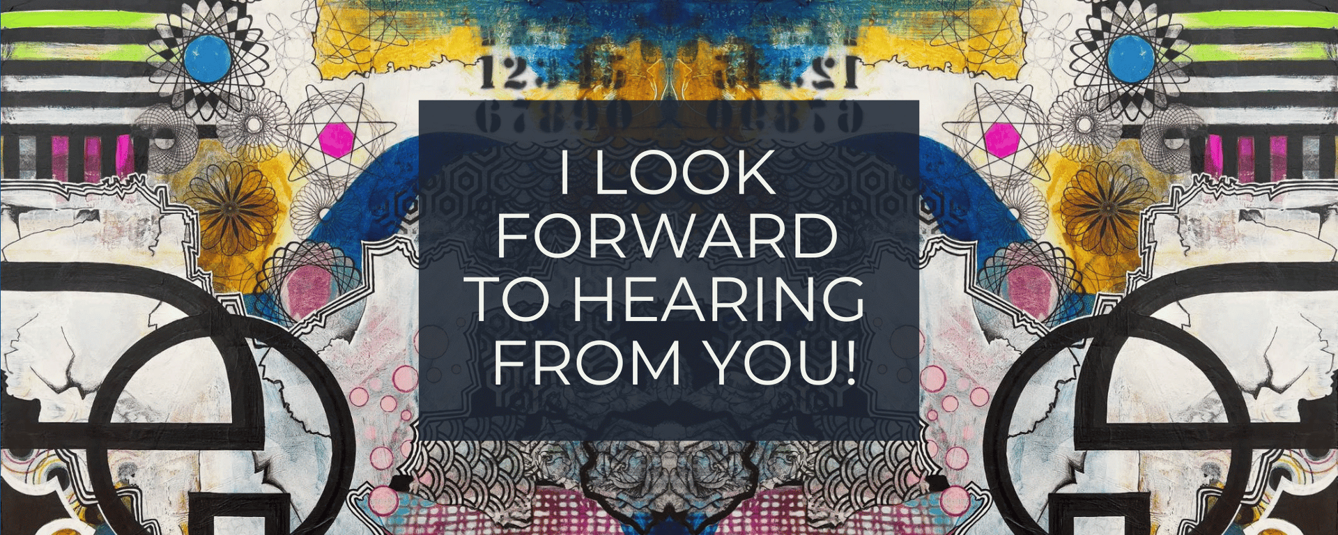 Contact page banner featuring original abstract art by local Calgary artist Mary-Jo Lough