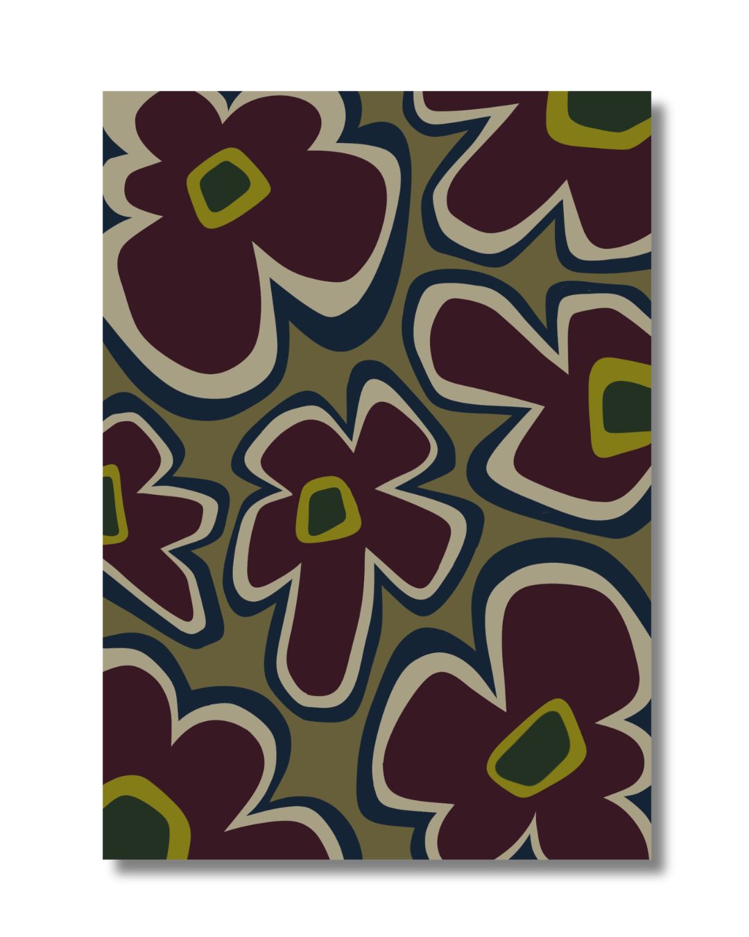 Flower Power Underfoot - 5' x 7' Area Rug | Merlot