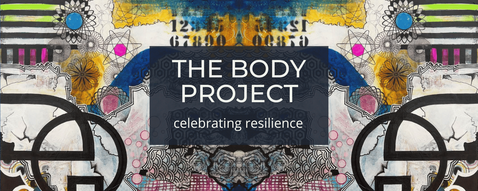 The Body Project page banner featuring original abstract art by local Calgary Artist Mary-Jo Lough