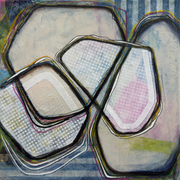 Abstract art piece with geometric shapes and textured patterns