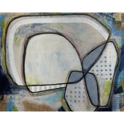 UNFOLDING PATH by Mary-Jo Lough, 30x24 inch abstract acrylic painting with vibrant colors and dynamic lines.