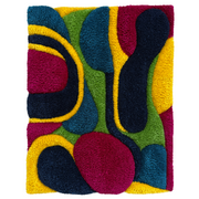Lava Lamp by Mary-Jo Lough, a vibrant wall rug made from acrylic and wool, carved for depth, with flowing abstract forms inspired by a lava lamp.