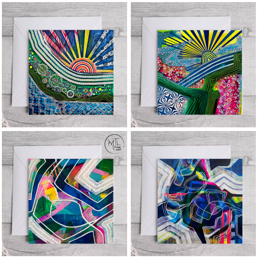4 pack greeting cards - 6.25" x 6.25"
