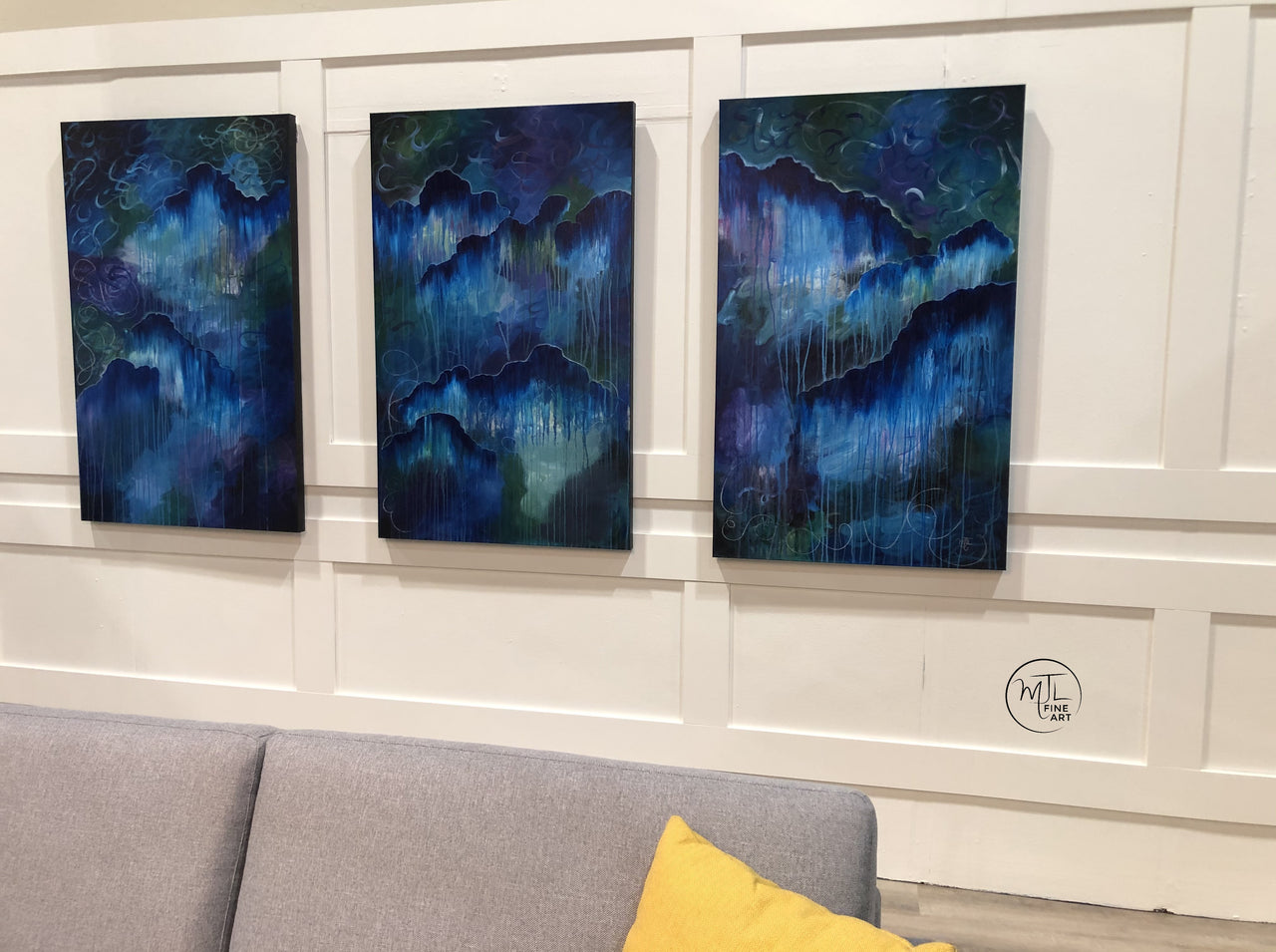 The Sky is Crying: acrylic on canvas series - three 30" x 48" canvases
