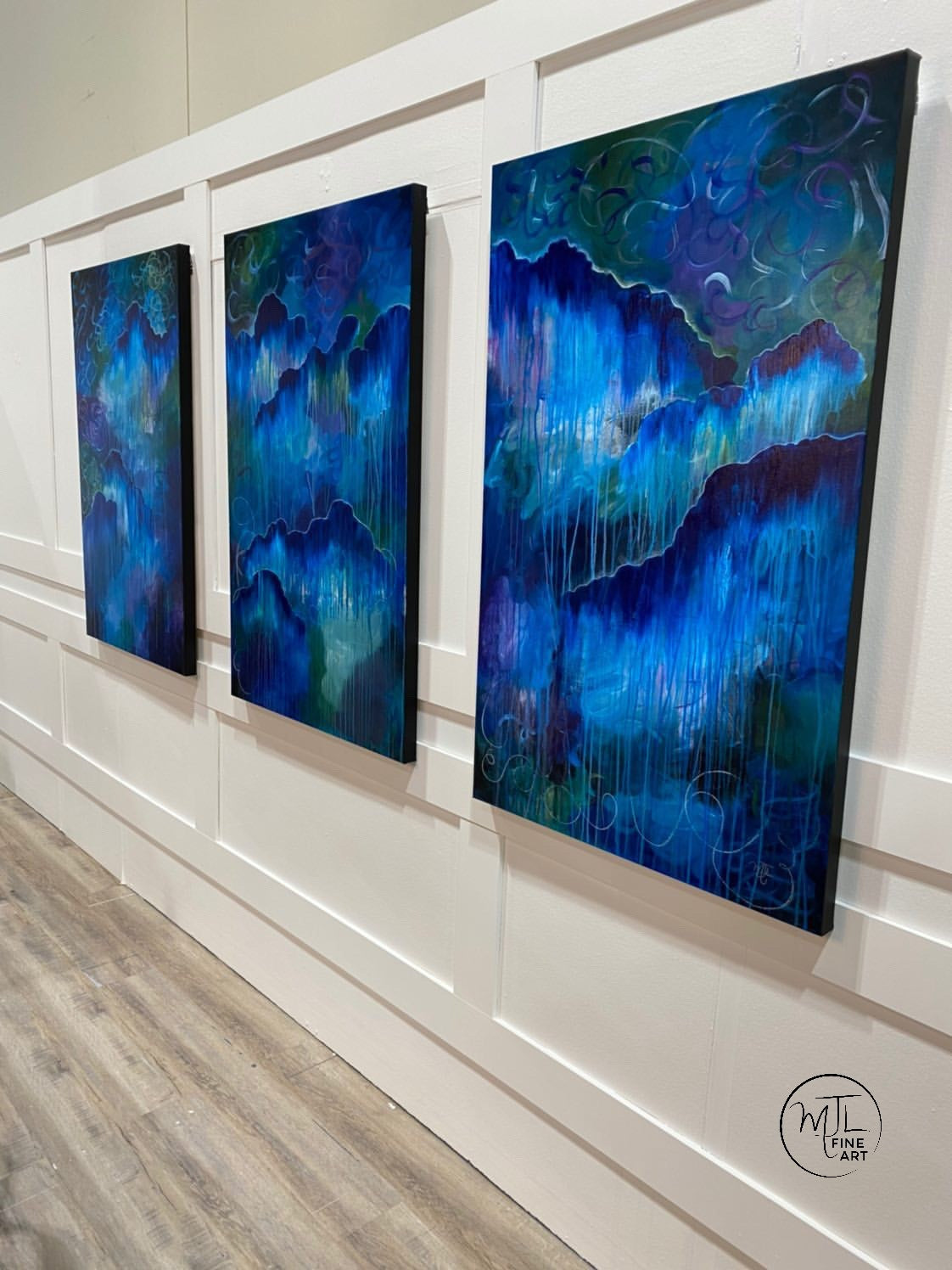 The Sky is Crying: acrylic on canvas series - three 30" x 48" canvases